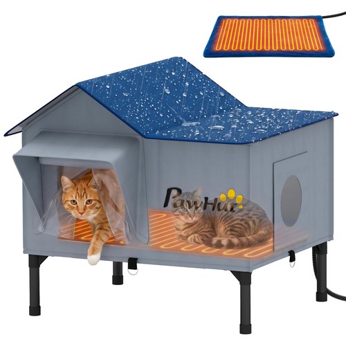 Pawhut heated cat house - pawhut,