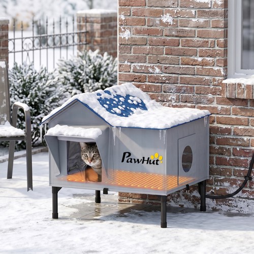 Heated cat house weatherproof - heated,